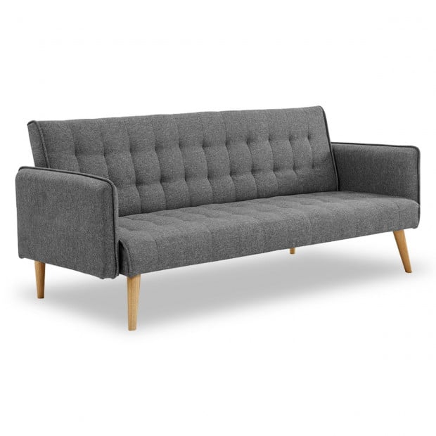 Valencia Tufted Square Arm Sofa Bed by Sarantino - Dark Grey