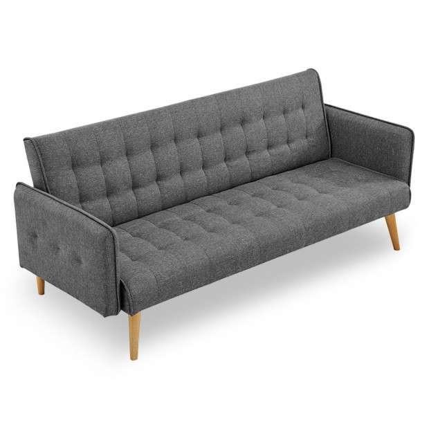 Valencia Tufted Square Arm Sofa Bed by Sarantino - Dark Grey Image 4