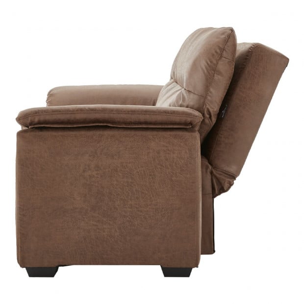 Harper Distressed Fabric Sofa Bed with Cushioned Armrests by Sarantino - Brown Image 4