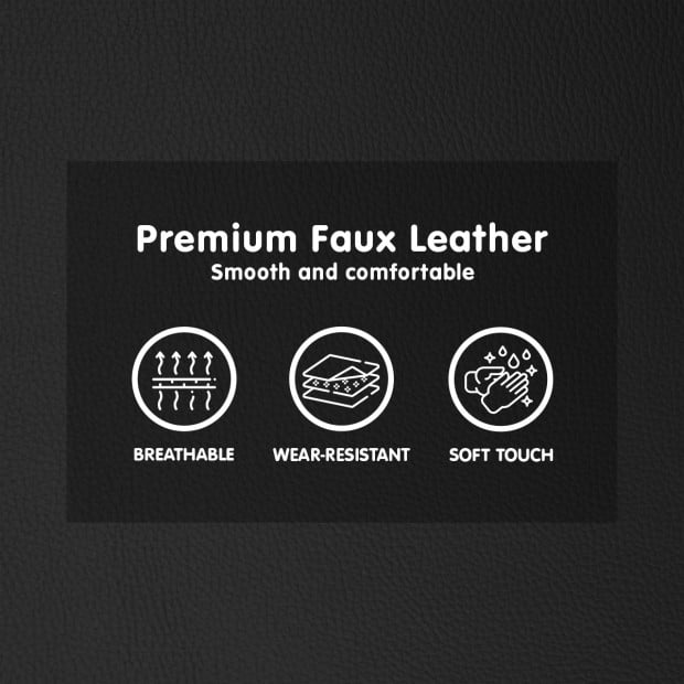 Harper Faux Leather Sofa Bed with Cushioned Armrests by Sarantino - Black Image 12
