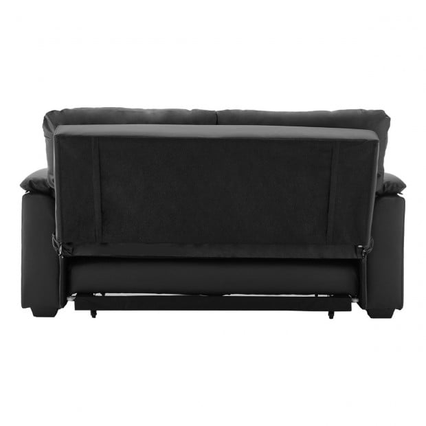 Harper Faux Leather Sofa Bed with Cushioned Armrests by Sarantino - Black Image 5