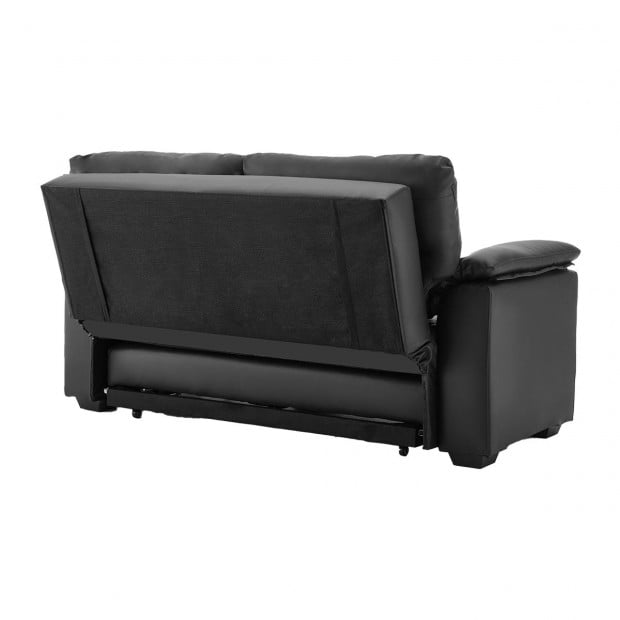 Harper Faux Leather Sofa Bed with Cushioned Armrests by Sarantino - Black Image 6