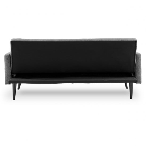 Olivia 3-Seater Linen Sofa Bed with Stitch Detailing by Sarantino - Light Grey Image 5