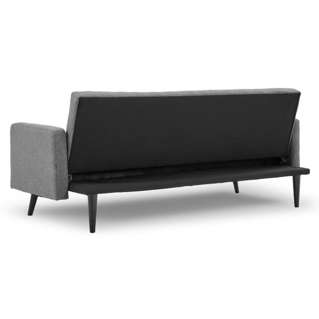 Olivia 3-Seater Linen Sofa Bed with Stitch Detailing by Sarantino - Light Grey Image 6