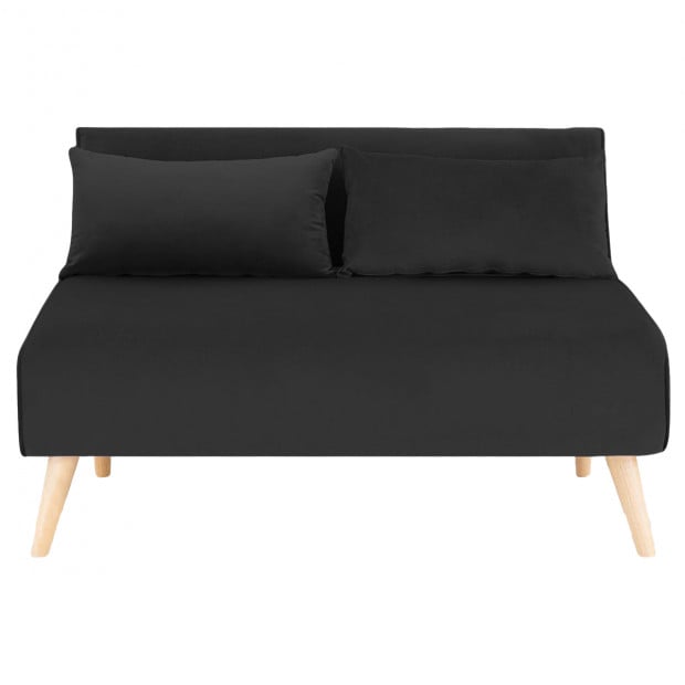 Sofia Faux Velvet Loveseat Sofa Bed by Sarantino - Black Image 12
