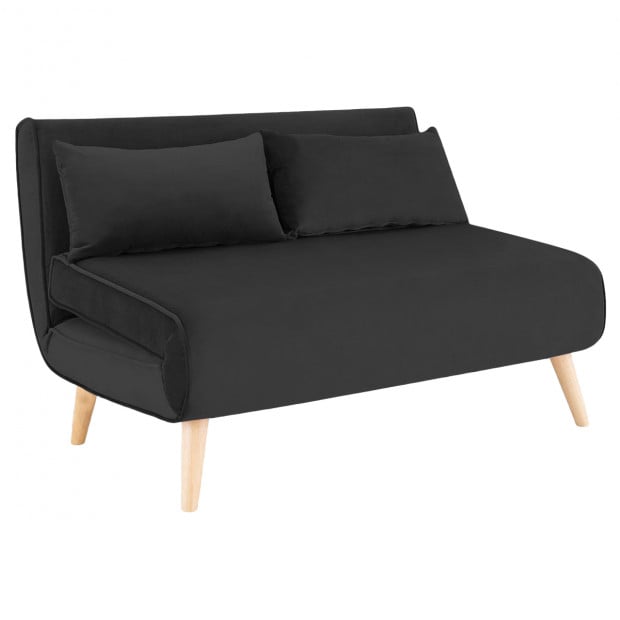 Sofia Faux Velvet Loveseat Sofa Bed by Sarantino - Black
