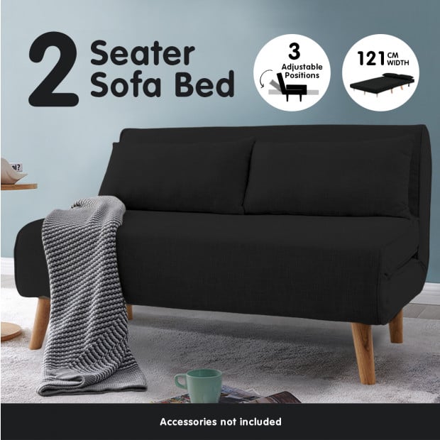 Sofia Faux Velvet Loveseat Sofa Bed by Sarantino - Black Image 7