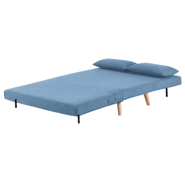 Sofia Faux Linen Loveseat Sofa Bed by Sarantino - Blue Image 4