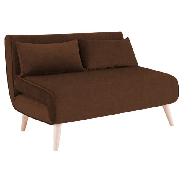Sofia Faux Linen Loveseat Sofa Bed by Sarantino - Brown