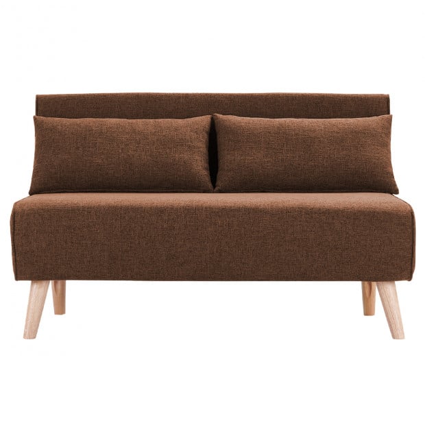 Sofia Faux Linen Loveseat Sofa Bed by Sarantino - Brown Image 8