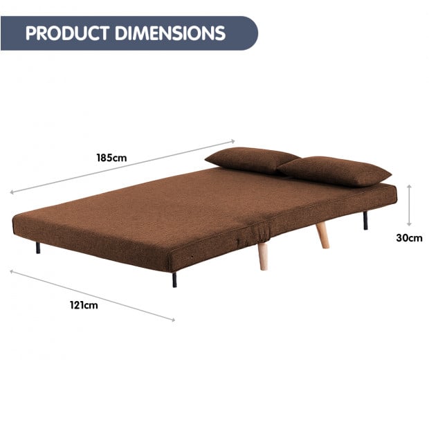 Sofia Faux Linen Loveseat Sofa Bed by Sarantino - Brown Image 6