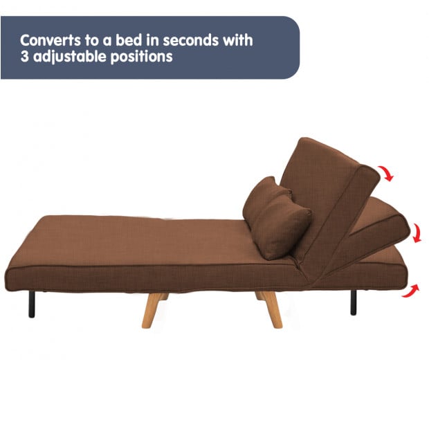 Sofia Faux Linen Loveseat Sofa Bed by Sarantino - Brown Image 2