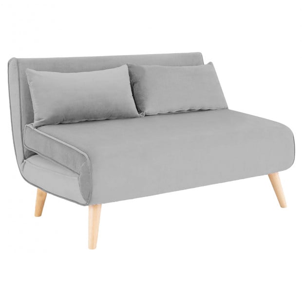 Sofia Faux Velvet Loveseat Sofa Bed by Sarantino - Light Grey
