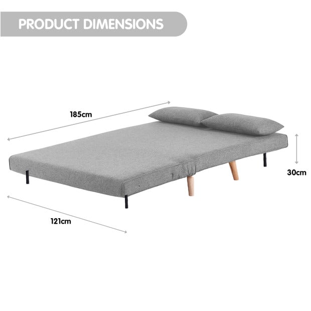 Sofia Faux Linen Loveseat Sofa Bed by Sarantino - Grey Image 2