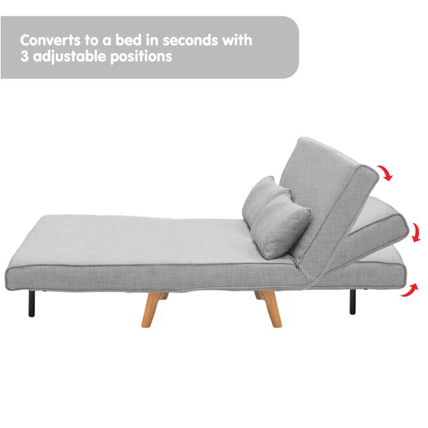 Sofia Faux Linen Loveseat Sofa Bed by Sarantino - Grey Image 6