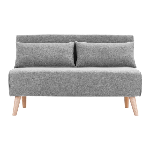 Sofia Faux Linen Loveseat Sofa Bed by Sarantino - Grey Image 10