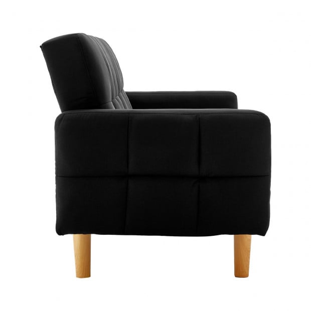 Vienna 3-Seater Blind-Tufted Fabric Sofa Bed by Sarantino - Black Image 5