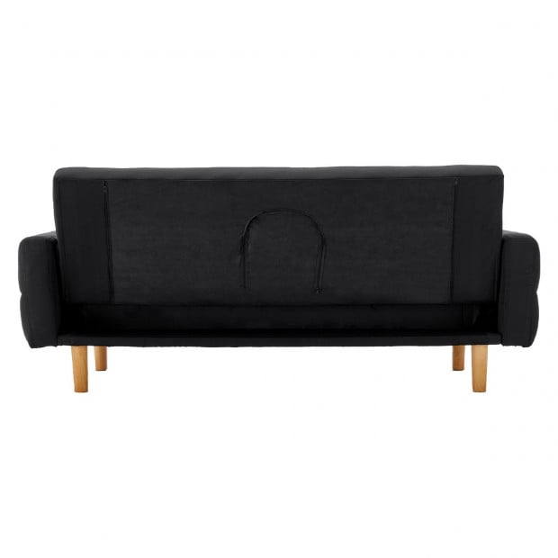 Vienna 3-Seater Blind-Tufted Fabric Sofa Bed by Sarantino - Black Image 6
