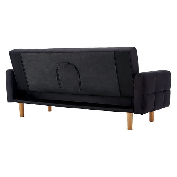 Vienna 3-Seater Blind-Tufted Fabric Sofa Bed by Sarantino - Black Image 7