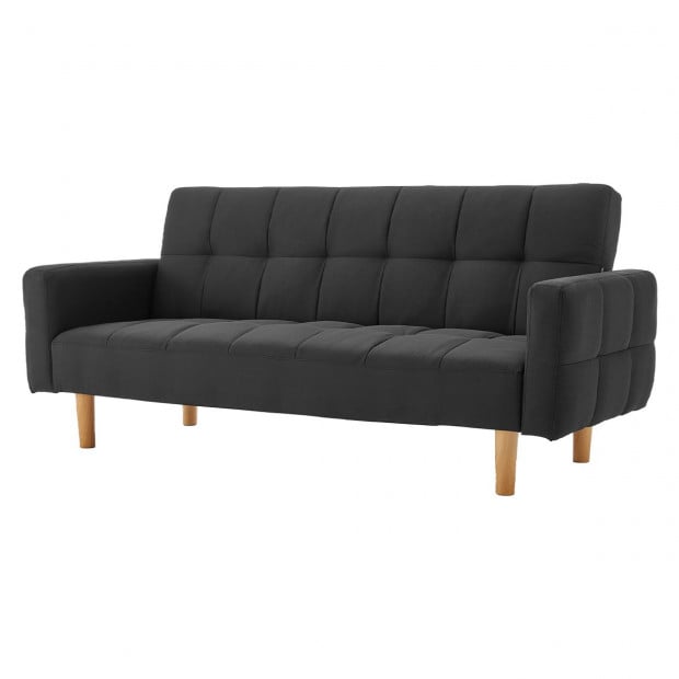 Vienna 3-Seater Blind-Tufted Fabric Sofa Bed by Sarantino - Black Image 8