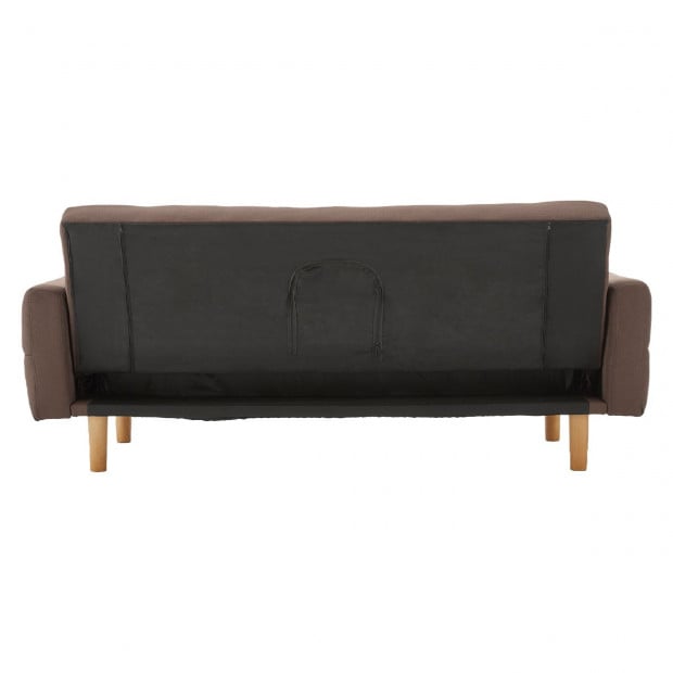 Vienna 3-Seater Blind-Tufted Fabric Sofa Bed by Sarantino - Brown Image 7