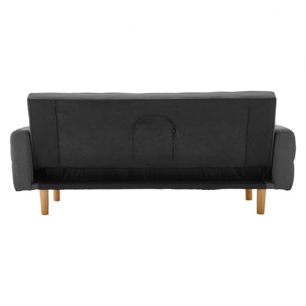Vienna 3-Seater Blind-Tufted Fabric Sofa Bed by Sarantino - Dark Grey Image 7