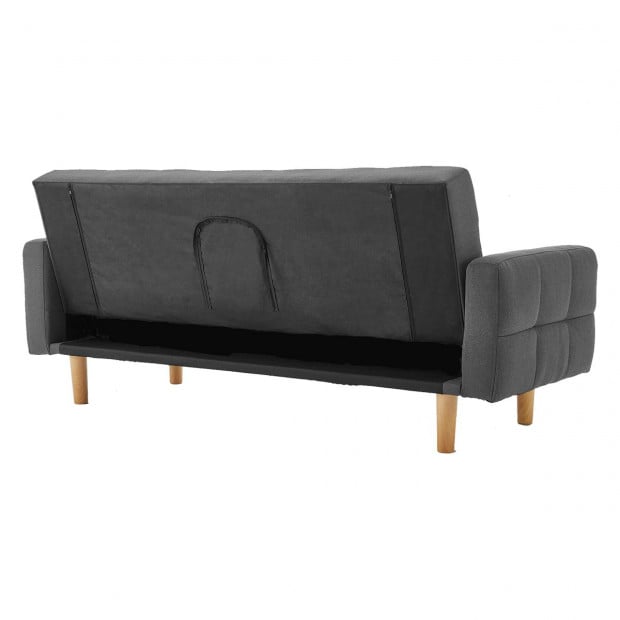 Vienna 3-Seater Blind-Tufted Fabric Sofa Bed by Sarantino - Dark Grey Image 8