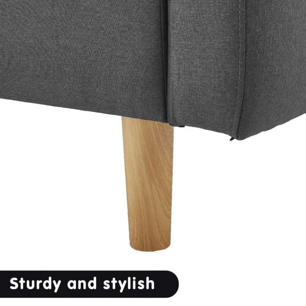 Vienna 3-Seater Blind-Tufted Fabric Sofa Bed by Sarantino - Dark Grey Image 12