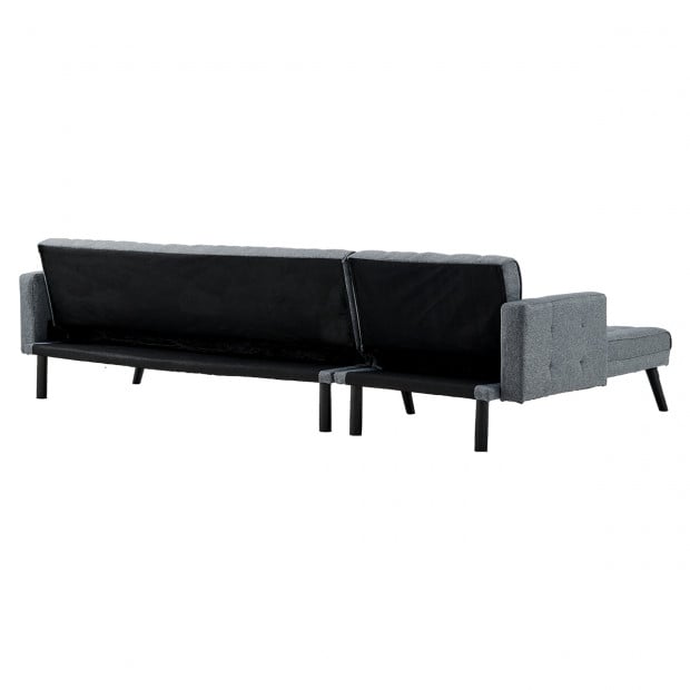 Leona Tufted Sofa Bed with Reversible Chaise by Sarantino - Grey Image 2