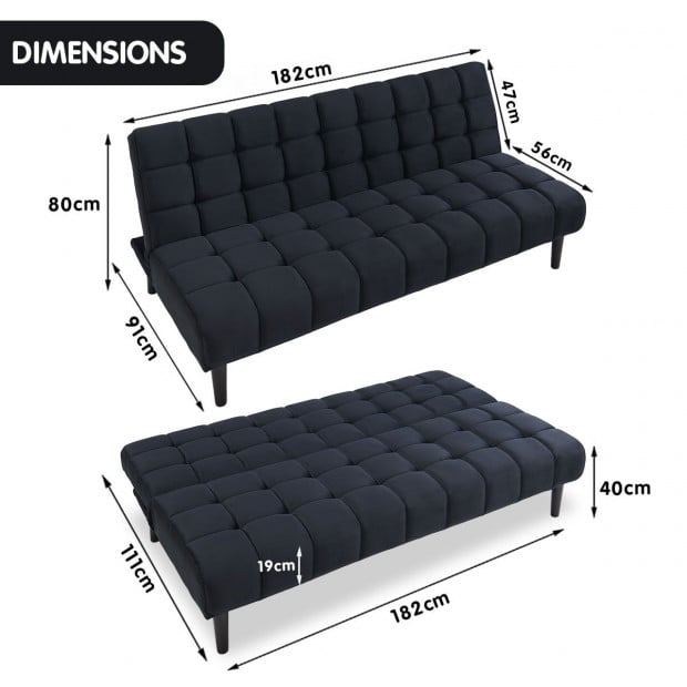 Florence Sofa Bed by Sarantino - Black Image 9