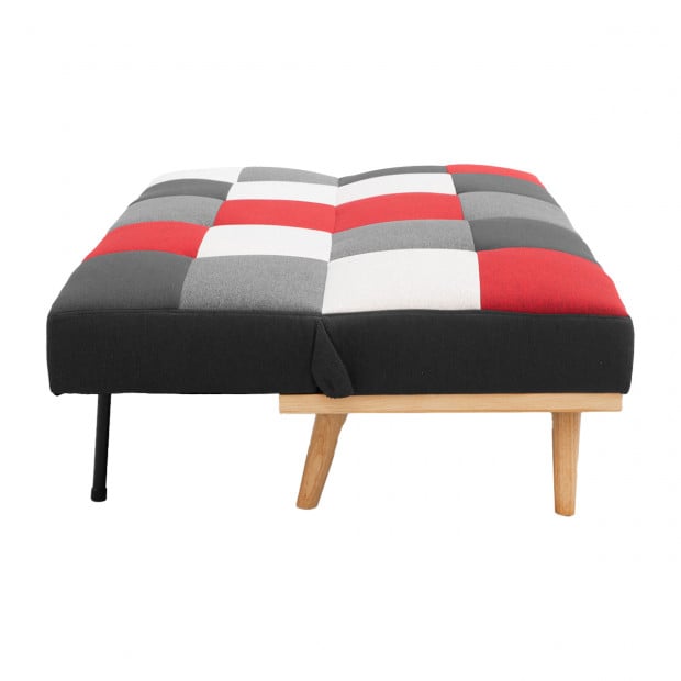 Chiara 3-Seater Linen Patchwork Futon Sofa Bed by Sarantino Image 7