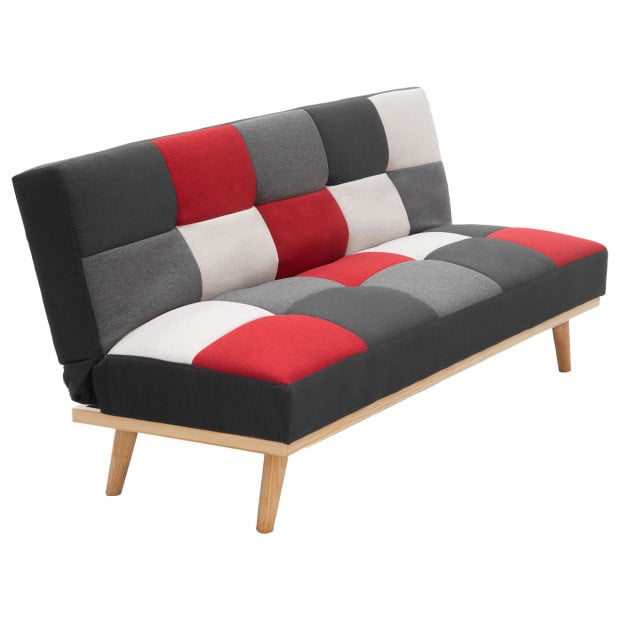 Chiara 3-Seater Linen Patchwork Futon Sofa Bed by Sarantino Image 8