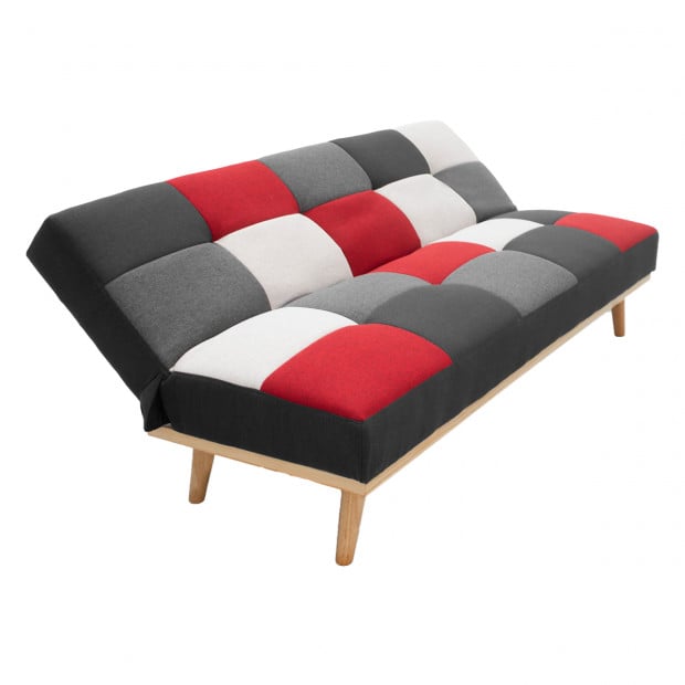 Chiara 3-Seater Linen Patchwork Futon Sofa Bed by Sarantino Image 4