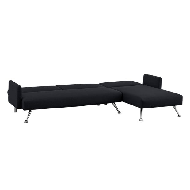 Mia 3-Seater Corner Sofa Bed with Chaise Lounge & Pillows by Sarantino - Black Image 3