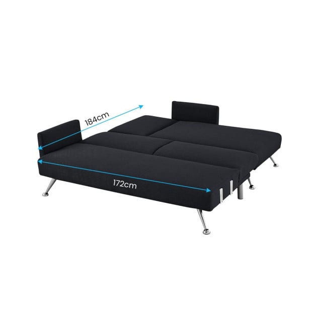 Mia 3-Seater Corner Sofa Bed with Chaise Lounge & Pillows by Sarantino - Black Image 6