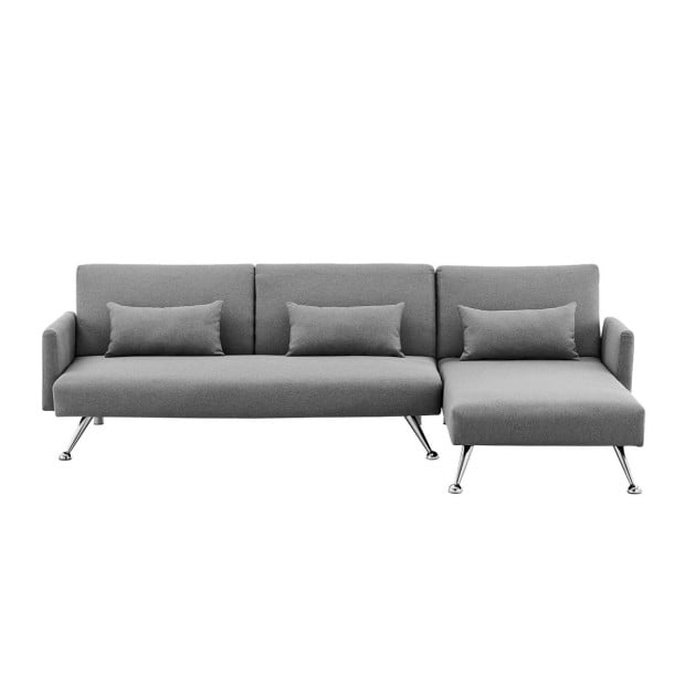 Mia 3-Seater Corner Sofa Bed with Chaise Lounge & Pillows by Sarantino - Dark Grey Image 2