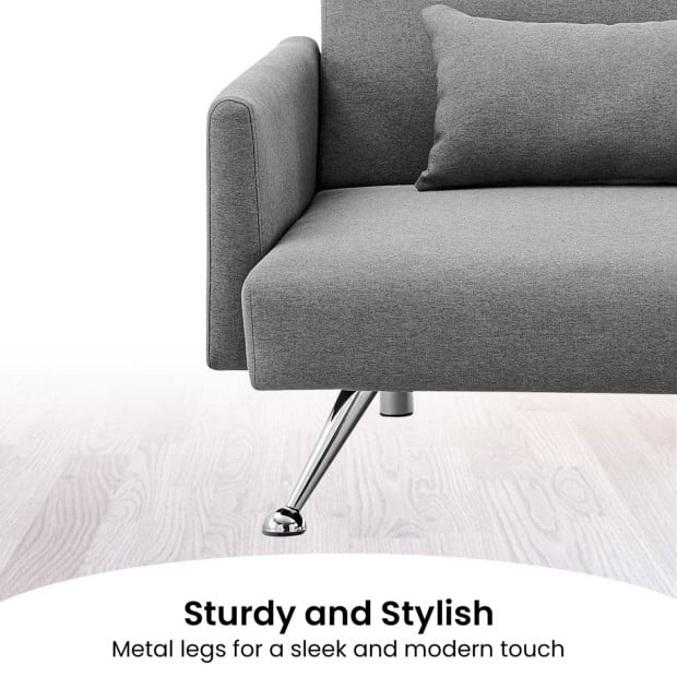 Mia 3-Seater Corner Sofa Bed with Chaise Lounge & Pillows by Sarantino - Dark Grey Image 11