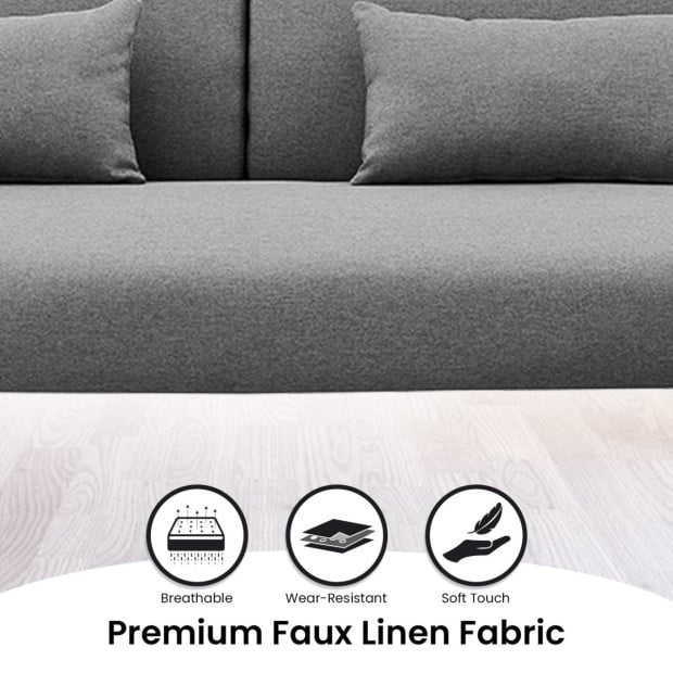 Mia 3-Seater Corner Sofa Bed with Chaise Lounge & Pillows by Sarantino - Dark Grey Image 12