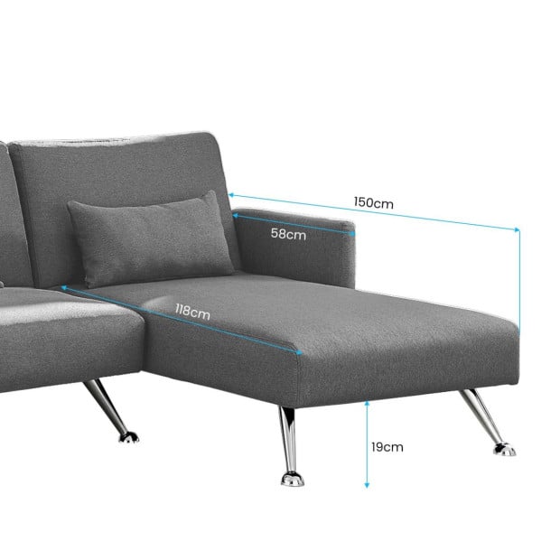 Mia 3-Seater Corner Sofa Bed with Chaise Lounge & Pillows by Sarantino - Dark Grey Image 8