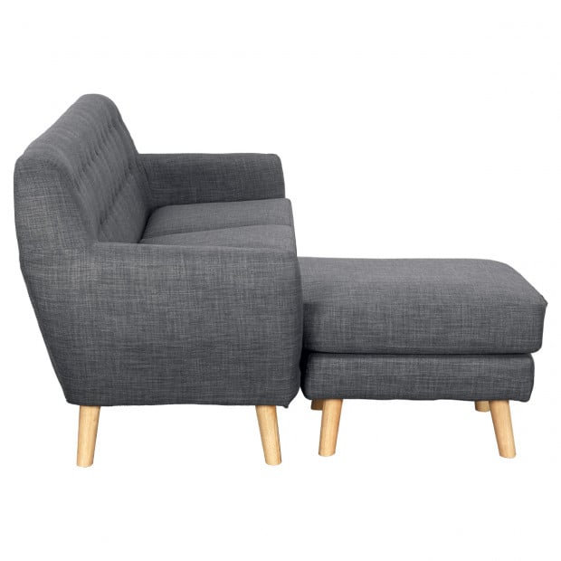 Gianna Tufted Tight Back Sofa with Chaise (Left) by Sarantino - Dark Grey Image 3