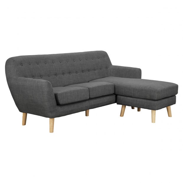 Gianna Tufted Tight Back Sofa with Chaise (Left) by Sarantino - Dark Grey Image 2