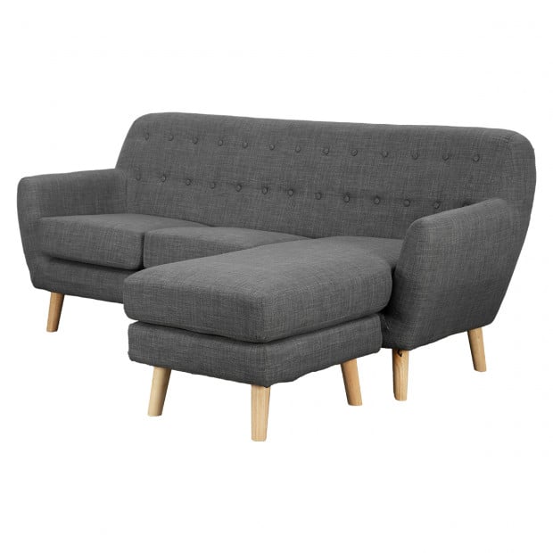 Gianna Tufted Tight Back Sofa with Chaise (Left) by Sarantino - Dark Grey Image 4