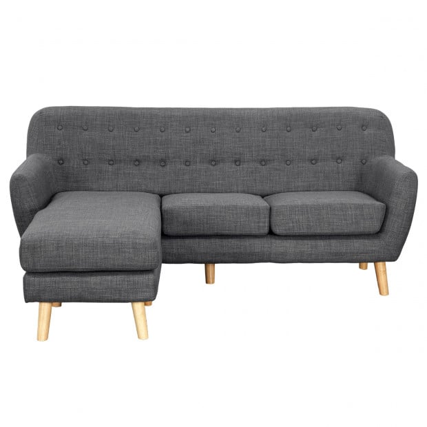 Gianna Tufted Tight Back Sofa with Chaise (Right) by Sarantino Dark Grey