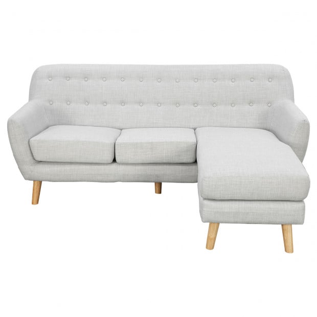 Gianna Tufted Tight Back Sofa with Chaise (Left) by Sarantino - Light Grey