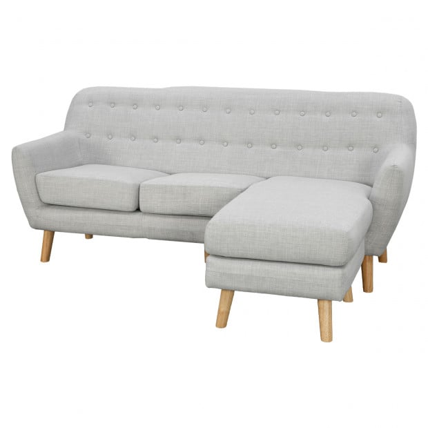 Gianna Tufted Tight Back Sofa with Chaise (Left) by Sarantino - Light Grey Image 3