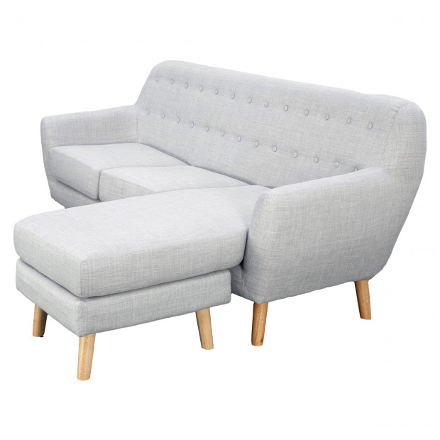 Gianna Tufted Tight Back Sofa with Chaise (Left) by Sarantino - Light Grey Image 4