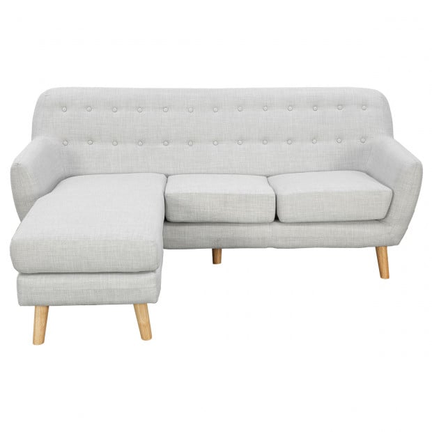 Gianna Tufted Tight Back Sofa with Chaise (Right) by Sarantino - Light Grey