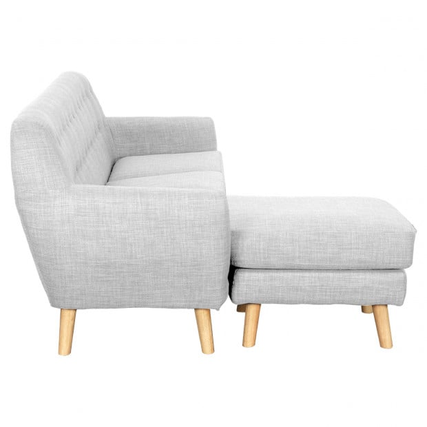 Gianna Tufted Tight Back Sofa with Chaise (Right) by Sarantino - Light Grey Image 2