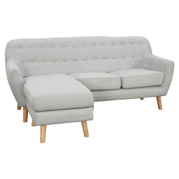 Gianna Tufted Tight Back Sofa with Chaise (Right) by Sarantino - Light Grey Image 3