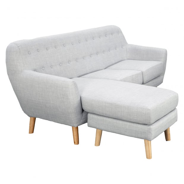 Gianna Tufted Tight Back Sofa with Chaise (Right) by Sarantino - Light Grey Image 5